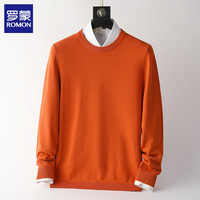 罗蒙（ROMON）男士毛衣2025秋季保暖针织衫纯色百搭打底衫休闲长袖上衣 爱玛红 M
