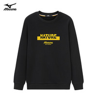 Mizuno 美津浓 户外休闲卫衣男 时尚百搭长袖t恤男圆领宽松男士上衣 09黑色 XL