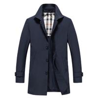 七匹狼风衣男中长款外套男士英伦风简约纯色茄克衫男士翻领通勤轻商务男装上衣服饰【易打理】 101(藏青) M 165/84A