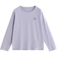 初语舒适纯棉长袖T恤女2025秋季休闲套头上衣 浅紫色-mountain XL