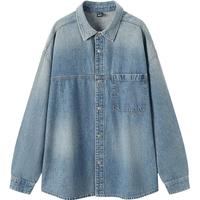 森马（Semir）森柔牛仔|长袖衬衫男复古水洗牛仔外套秋季宽松上衣103524105101
