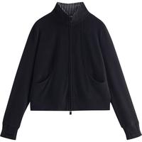 初语薄外套女2025秋季发热绒感复古轻运动显瘦长袖开衫上衣 黑色 M