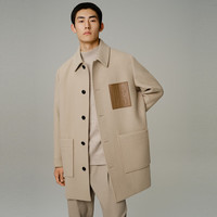 太平鸟男装呢大衣冬季毛呢外套B1AAD4350 黄色1（宽松） XXL