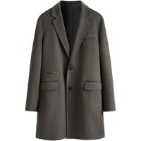 太平鸟男装 西装领毛呢大衣绵羊毛大衣冬中长款毛呢外套男 咖绿色（合体） XXL