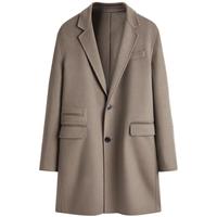 太平鸟男装 西装领毛呢大衣绵羊毛大衣冬中长款毛呢外套男 棕色（合体） XXL