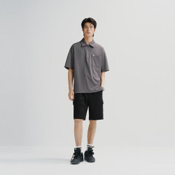 太平鸟 男装POLO衫休闲肌理工装短袖夏季男士质感简约 灰色 M