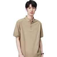 太平鸟男装冰氧吧polo衫男夏季休闲刺绣短袖 卡其（合体） XXXL  3XL