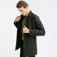 七匹狼针织毛呢大衣男冬季青年男士中长款针织呢翻领大衣外套品牌男装QB 203(军绿) 175/92A/XL
