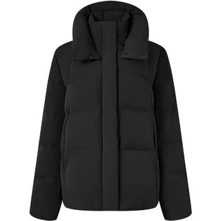 坦博尔羽绒服女短款可拆卸帽时尚大廓形秋冬外套厚530368D 黑色 160 S (160)