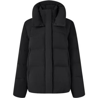 坦博尔羽绒服女短款可拆卸帽时尚大廓形秋冬外套厚530368D 黑色 160 S (160)