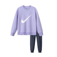 NIKE3BRAND 耐克儿童纯棉卫衣+长裤2件套25秋男女童弹力亲肤舒适套装 绣球花紫 150 /72 【身高140-152cm】