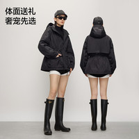 高梵轻壳5.0黑金鹅绒服5分收腰显瘦2025秋季女装羽绒短厚外套 黑色 XL