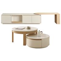 全友家居奶油风电视柜茶几组合柜家具客厅收纳储物小柜子落地一体靠墙 高茶几 分体式设计+大容量抽屉+宽大台面