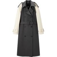 太平鸟女装秋季拼色插肩袖风衣A1BED3401 灰色 S