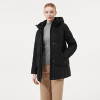 坦博尔羽绒服女中长款连帽休闲款秋冬保暖加厚外套TBF510506D 黑色 S (160)