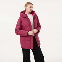 坦博尔羽绒服女中长款连帽休闲款秋冬保暖加厚外套TBF510506D 锦洛红 S (160)
