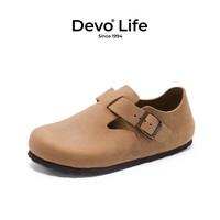  Life的的的沃 Devo Life  的的沃 Devo Life   Life 软木勃肯鞋男女同款时尚全包油腊皮单鞋复古情侣休闲鞋 66008   （建议拍小一码）
