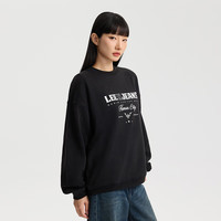 李 Lee25秋冬宽松版圆领印花Logo男女同款长袖卫衣LUT010845204 黑色（尺码偏大，拍小一码） L