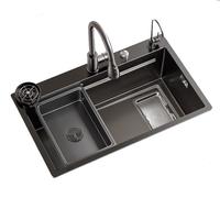 卡度罗Cardoro德国厨房水槽小米粒大单槽304不锈钢集渣洗碗洗菜盆一体盆 顶配75*45【5MM加厚304不锈钢】