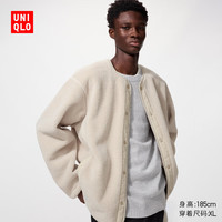 优衣库 男装防风仿羊羔绒摇粒绒开衫/长袖外套25秋冬481183 30 浅米色 L /175/100A