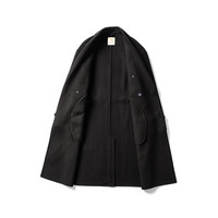 William fox&sons绵羊毛混纺双面呢英伦复古风衣款通勤翻领中长款双面呢大衣外套男 黑色 M /48