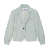 LILY夏女装凉感华尔兹可机洗免熨烫纯色别致收腰西装外套 301绿色 L