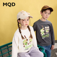 马骑顿(MQD)男童春季新品学院风长袖中大童卡通字母上衣潮酷休闲T恤 炭灰 120