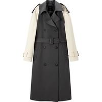 春秋时尚拼色设计感插肩袖中长款风衣外套女帅气通勤风