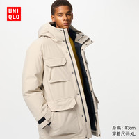 UNIQLO 优衣库 男装/男女同款高级保暖羽绒茄克冰雪羽绒户外连帽外套477136 30 浅米色 3XL /185/120C