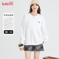 班尼路卫衣女装秋季圆领韩版潮流穿搭百搭宽松版长袖女上衣9.1 白#云鲸K 【棉柔亲肤】 M
