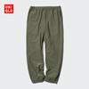 UNIQLO 优衣库 男装女装柔滑摇粒绒松紧束脚裤/抽绳长裤保暖裤子473318 56 橄榄色