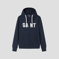 GANT/甘特春季女字母印花纯色连帽长袖拉链卫衣运动休闲宽松外套 113白色 M