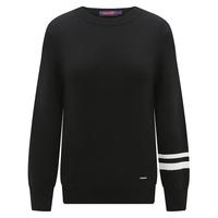 Navigare意大利小帆船纯羊毛衫女士秋冬款保暖毛衣圆领针织衫内搭打底衫 黑 S