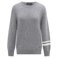 Navigare意大利小帆船纯羊毛衫女士秋冬款保暖毛衣圆领针织衫内搭打底衫 烟灰 L