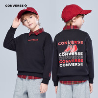 Converse匡威童装男童卫衣2025秋季新款复古潮流学院风中大童时尚休闲上衣 正黑色 110 /52 【建议身高98-104cm】