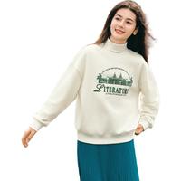 森马（Semir）[]女oversize发热抗菌2024冬季绣花抓绒上衣101724116004 奶白10501 L