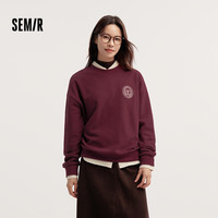 森马（Semir）[]女oversize发热抗菌2024冬季绣花抓绒上衣101724116004 砖红60753