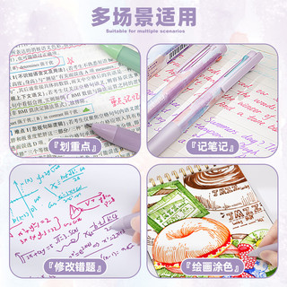 真彩 0.5mm按动多色圆珠笔 暮山紫+青梅绿+粟壳棕+月白灰-4支12色
