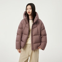 坦博尔2025冬季休闲百搭连帽宽松加厚保暖短款羽绒服女款外套530360 冷玫紫 L (170) 体重130斤-145斤