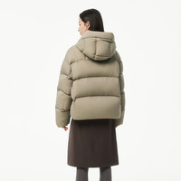 坦博尔2025冬季休闲百搭连帽宽松加厚保暖短款羽绒服女款外套530360 松木棕 XL (175) 体重145斤-160斤