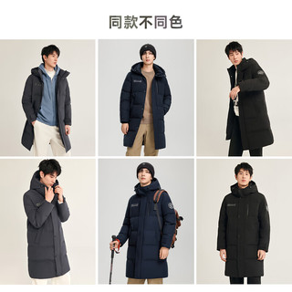 雪中飞秋冬东方简奢风时尚休闲舒适廓形男士“H”版型印花立领连帽羽绒 黑黛青|5177 L 175/96A