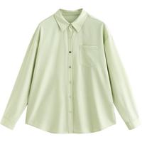 初语竹纤维抑菌长袖衬衫女士2025秋季通勤百搭纯色防晒 浅绿色 L