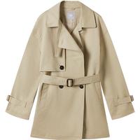 对白复古英伦风中长款风衣外套女2025秋季小个子气质纯棉上衣 卡其色 XL