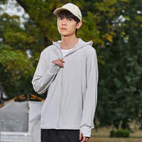 Simboo高指数UPF100+原纱防晒衣女夏防紫外线冰丝户外运动防晒服男 LB7030浅灰-男 2XL