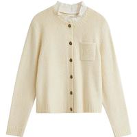 茵曼（INMAN）【真5折】小香风可拆木耳圆领毛衣开衫春秋宽松短外套 米白色 M