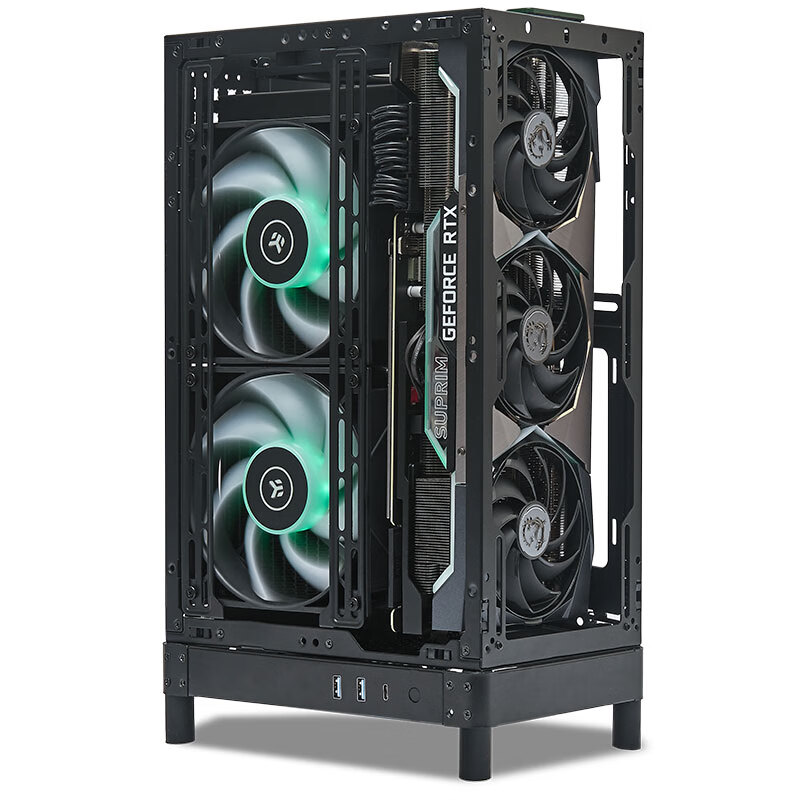  SSUPD 高通透立体风道 ITX机箱 matx转 4槽显卡 280水冷 风冷双模式 防尘网