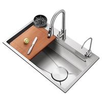 卡莎蒂水槽大单槽5.0洗菜盆一体盆304不锈钢厨房水槽蜂窝压纹台下洗碗盆 68*45cm【5.0加厚304】米粒压纹