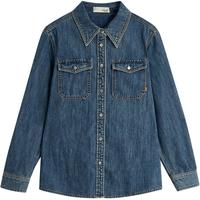 茵曼（INMAN）茵曼复古洗水牛仔衬衫2025冬季女装休闲百搭长袖衬衣 牛仔蓝 M