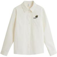 茵曼（INMAN）茵曼米雷系列萌宠刺绣纯棉衬衫2025冬女装长袖衬衣 米白色 S