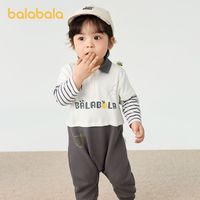 巴拉巴拉婴儿衣服男童外出连体衣新生儿哈衣爬服假两件时尚吸睛潮